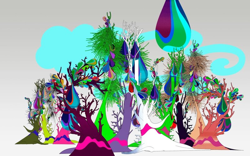 Colorful abstract forest