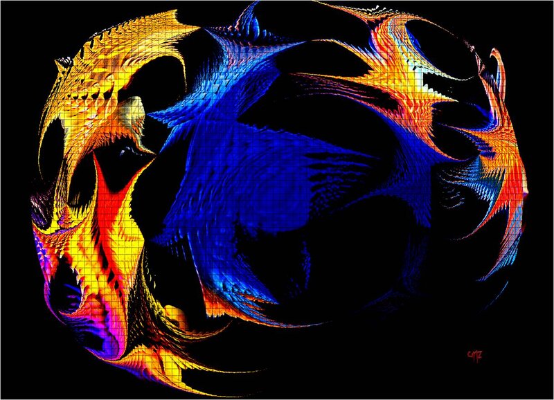 Colorful Abstract Fractal — Blue, Dramatic