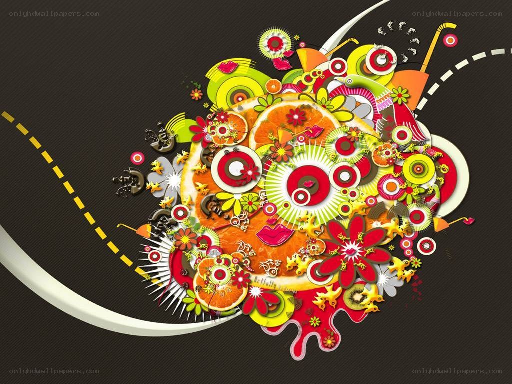 colorful abstract fruit collage