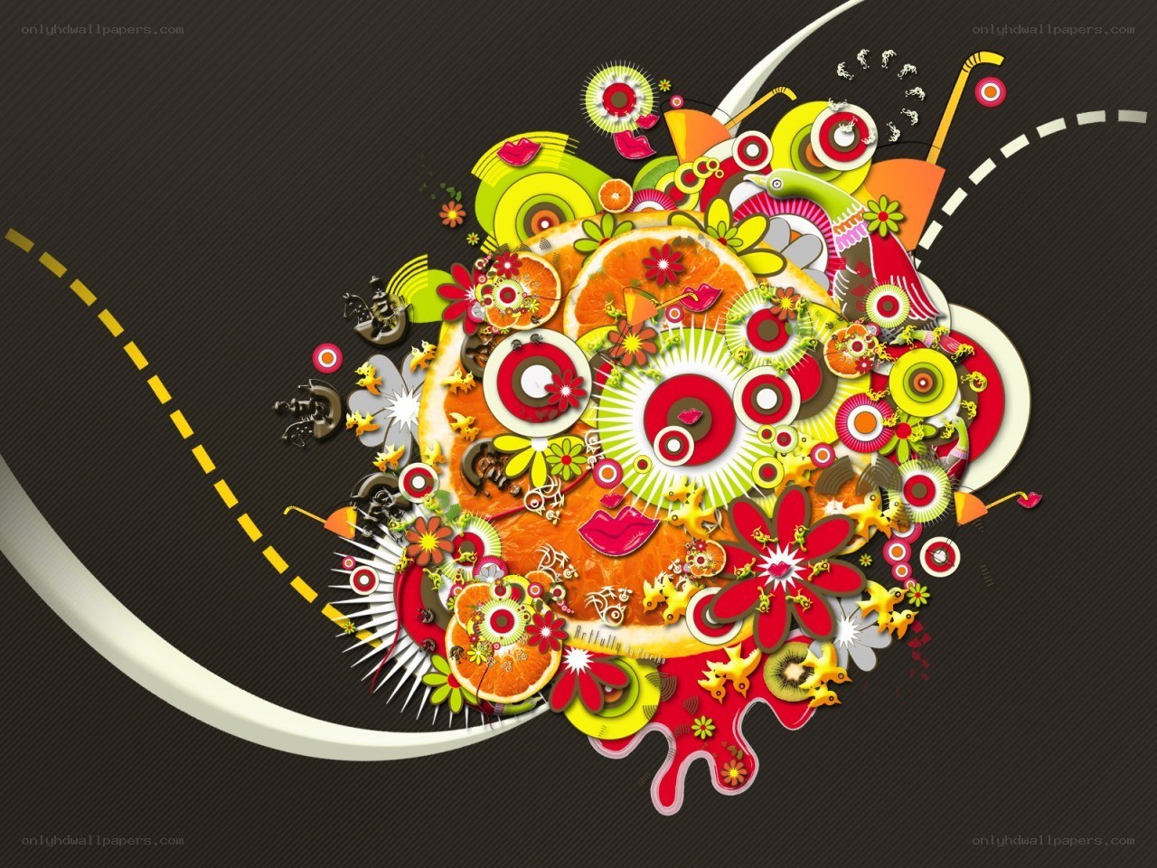 colorful abstract fruit collage