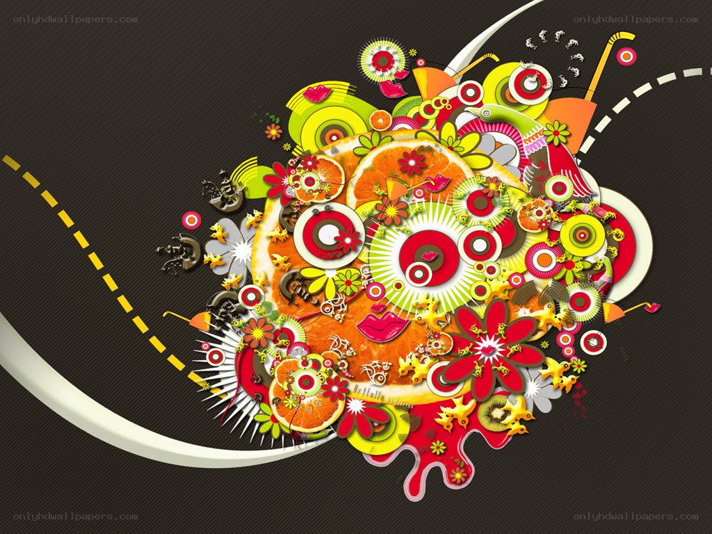 colorful abstract fruit collage