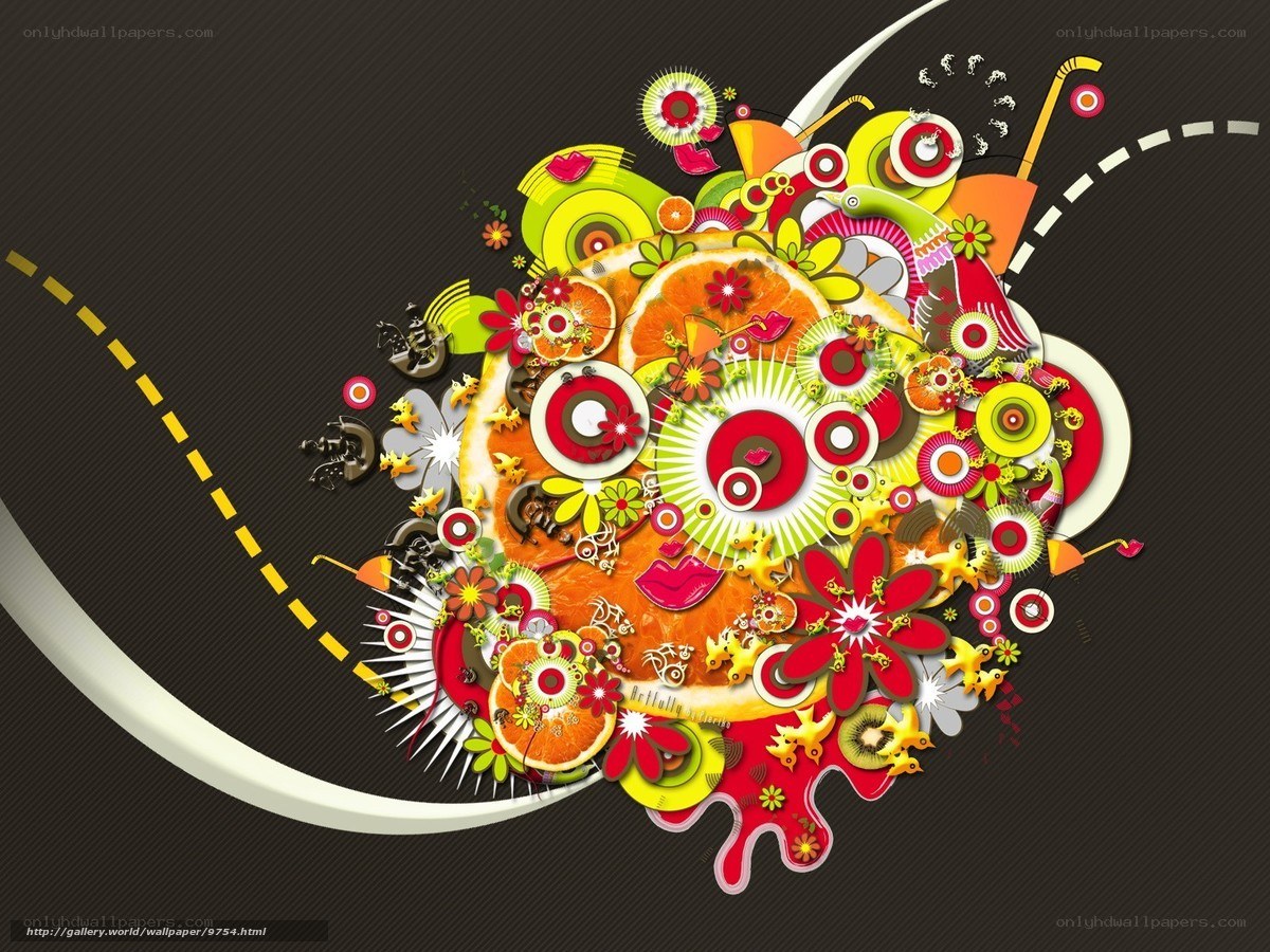 colorful abstract fruit collage