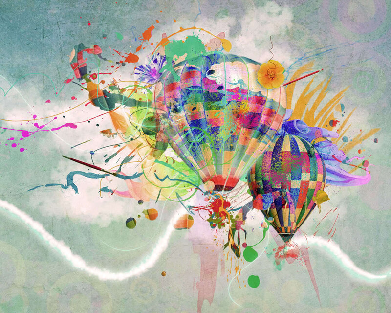 Colorful abstract hot air balloons