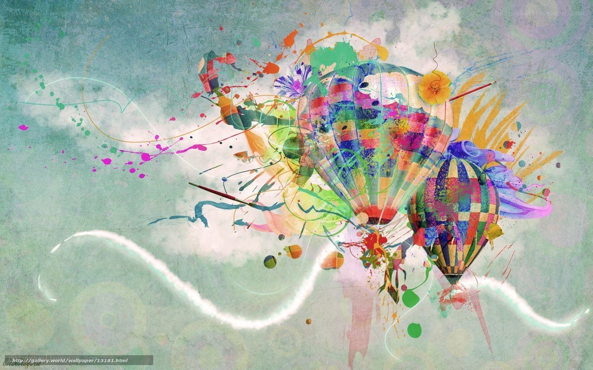 Colorful abstract hot air balloons