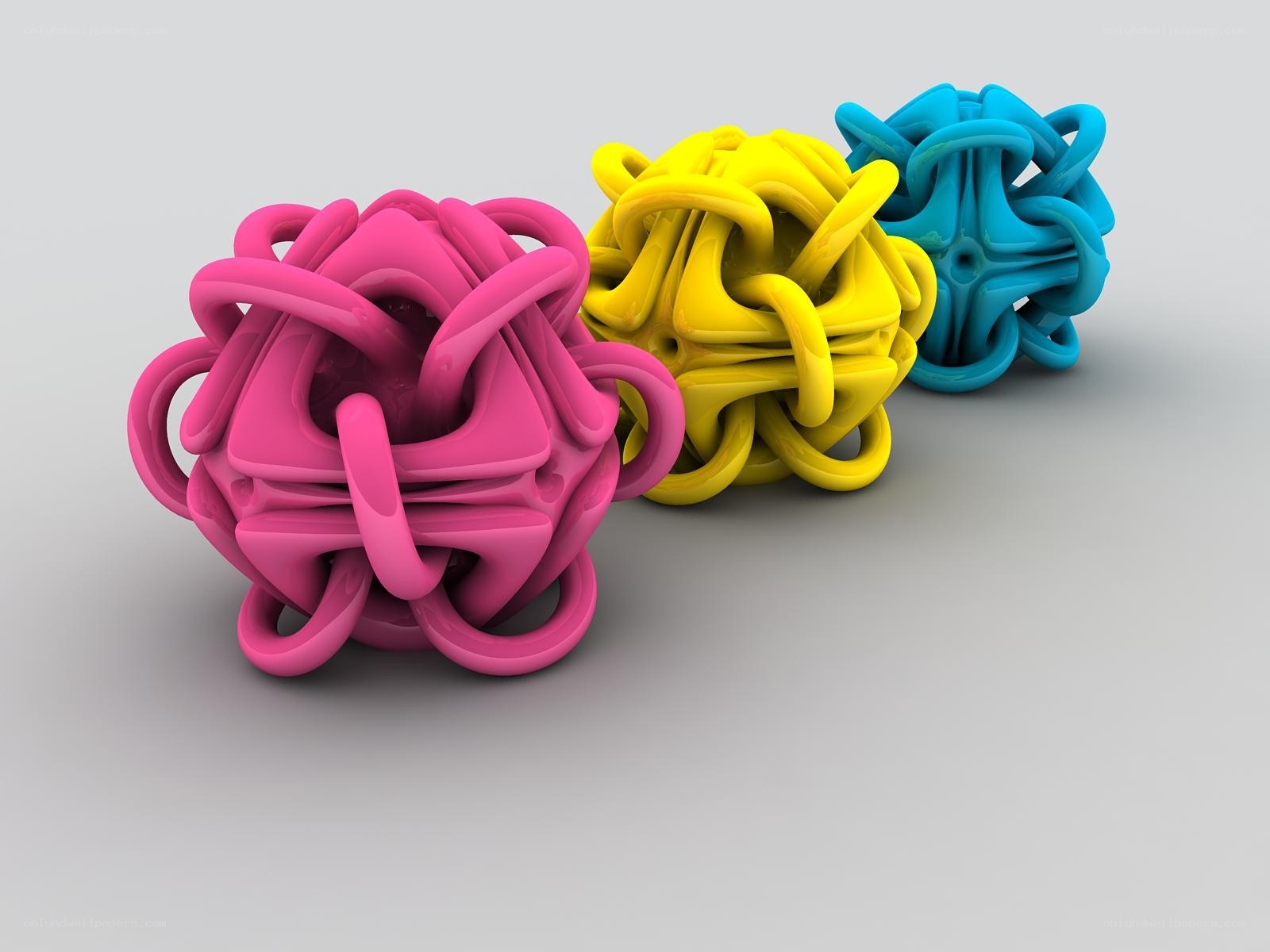 Colorful abstract knot sculptures