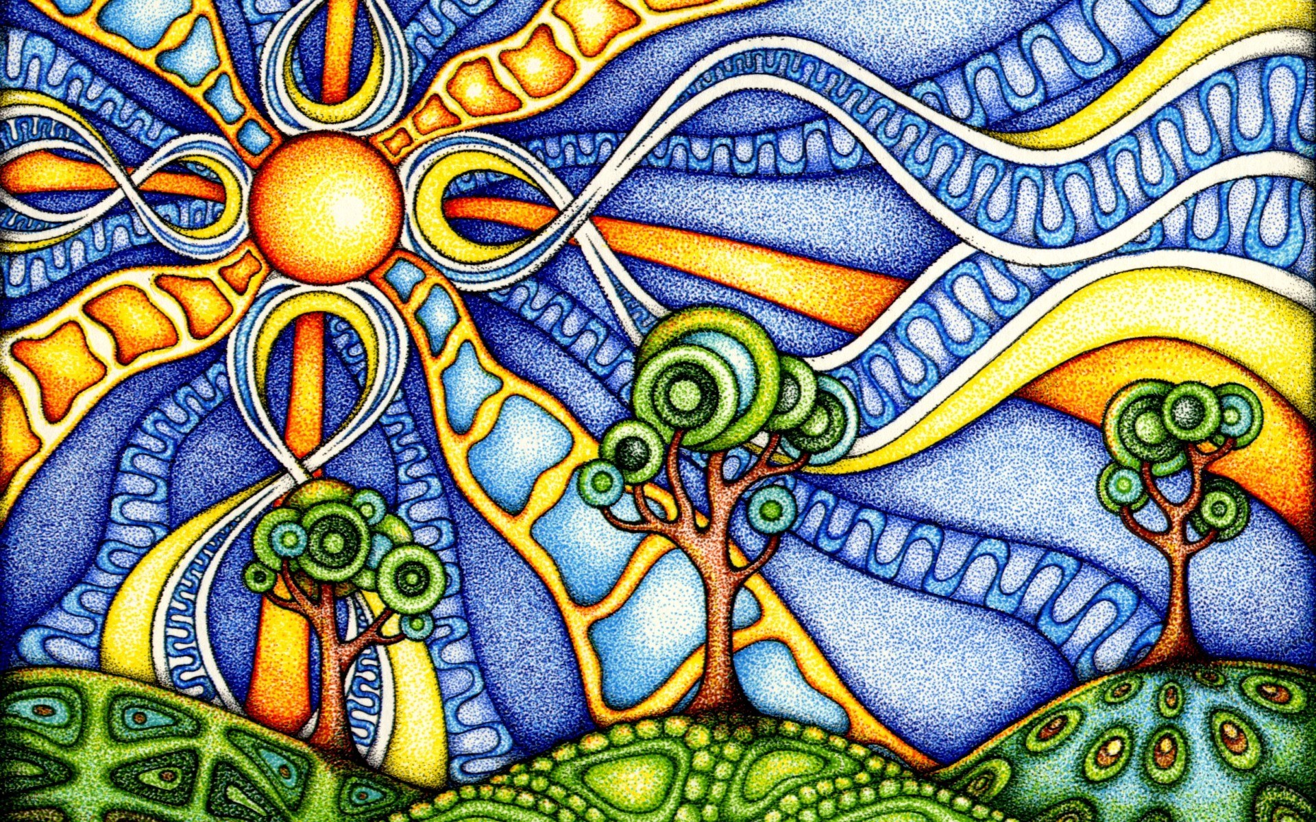 Colorful abstract landscape art