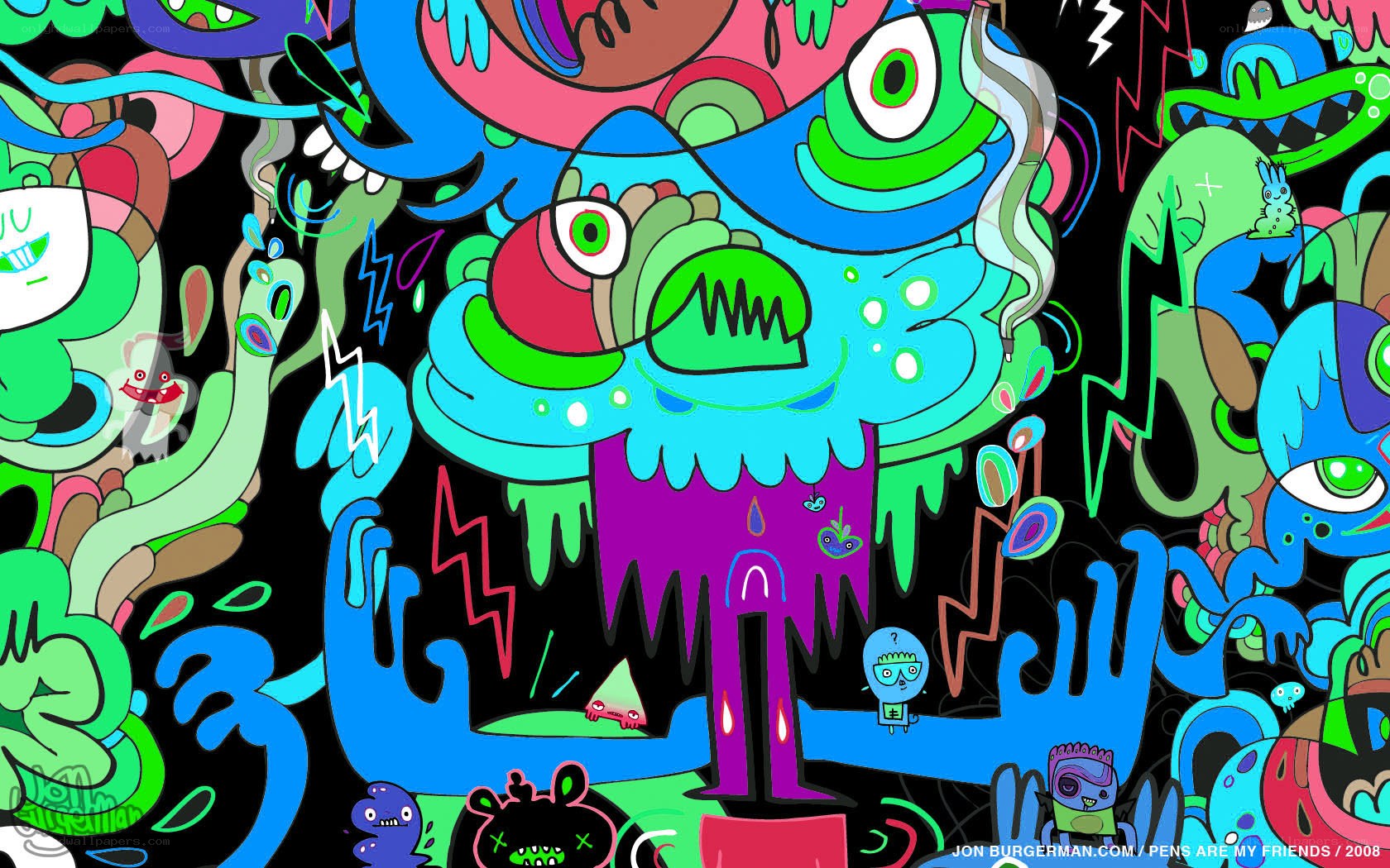 colorful abstract monster art