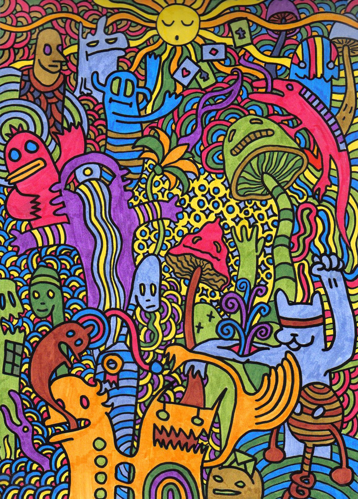 Colorful abstract monster doodle