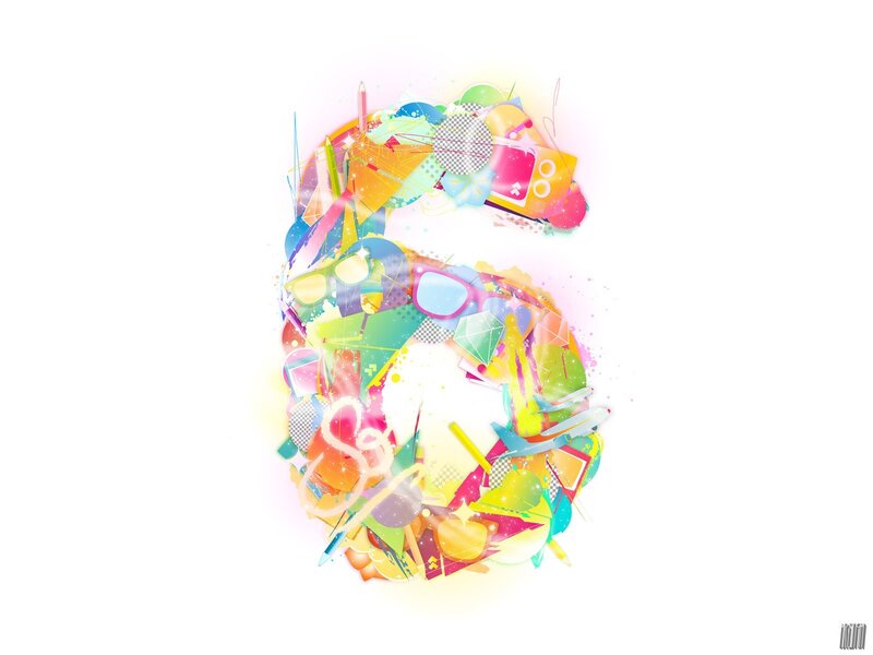 Colorful abstract number five