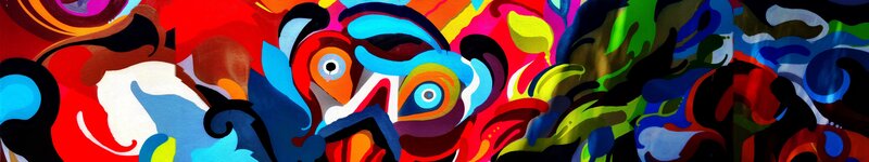 Colorful Abstract Painting — Red, Vibrant, Eyes