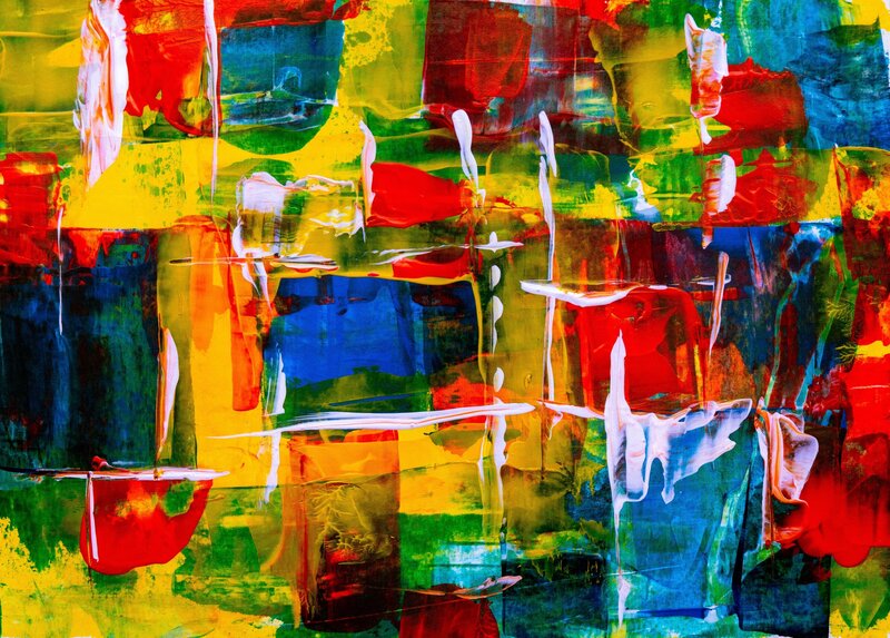Colorful Abstract Painting — Red, Vibrant, Paint