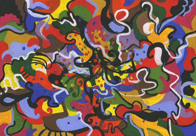 Colorful Abstract Painting — Red, Vibrant