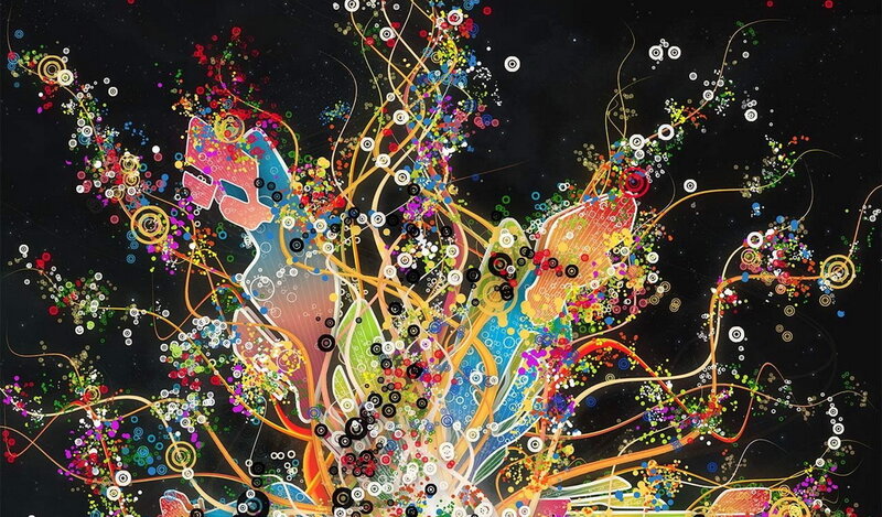 Colorful Abstract Pattern — Black, Energetic, Digital Art
