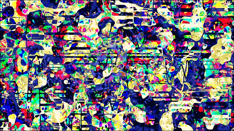 Colorful Abstract Pattern — Blue, Chaotic, Glitch Effect