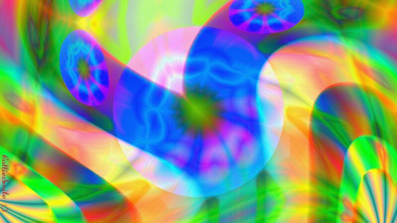 Colorful Abstract Pattern — Blue, Hypnotic, Circles, Light Rays