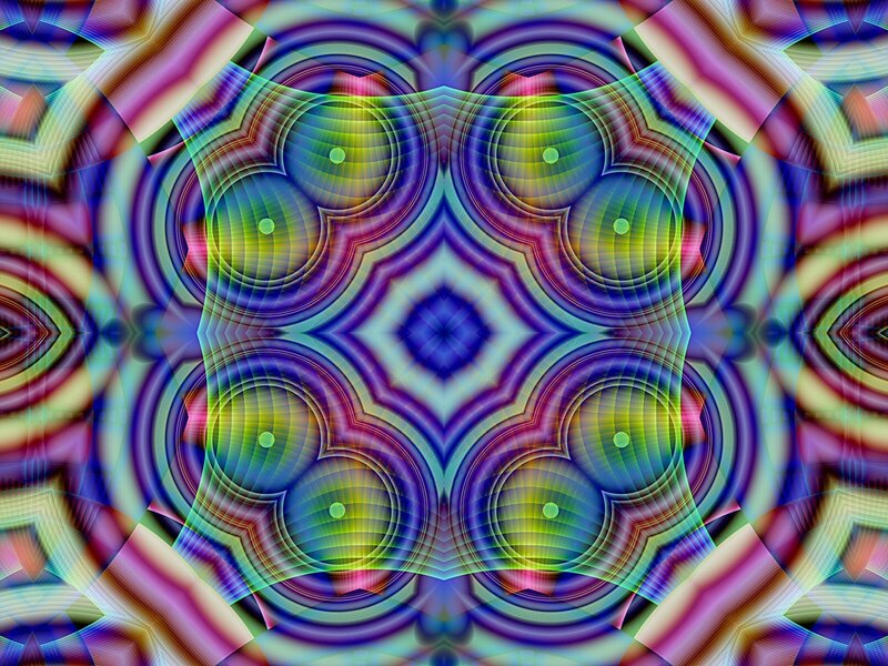 Colorful Abstract Pattern — Blue, Hypnotic, Circles, Symmetry, Lines
