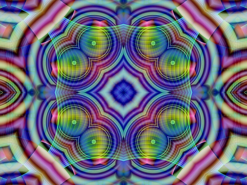 Colorful Abstract Pattern — Blue, Hypnotic, Circles, Symmetry