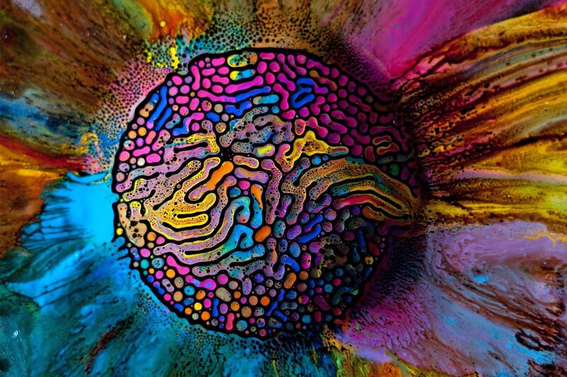 Colorful Abstract Pattern — Blue, Vibrant, Bubbles, Swirls, Colors