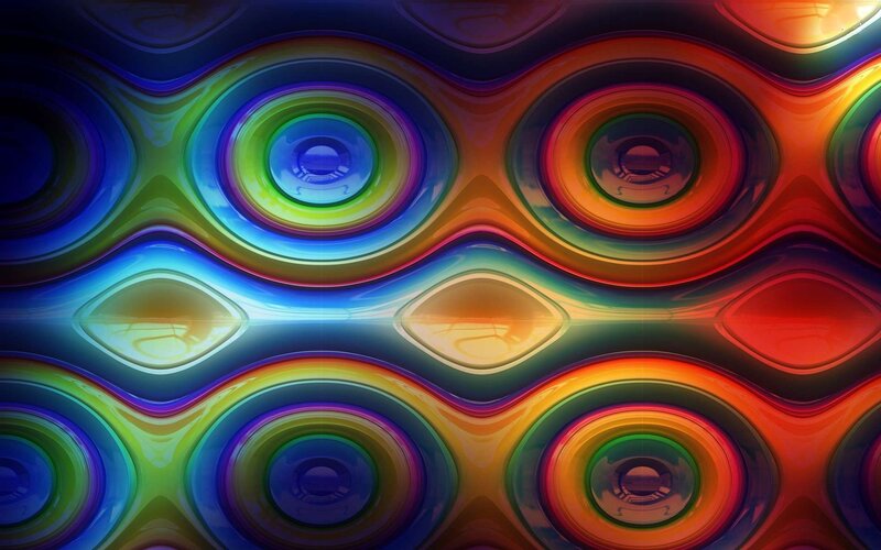 Colorful Abstract Pattern — Blue, Vibrant, Circles, Waves