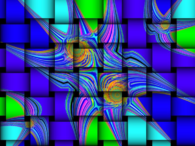 Colorful Abstract Pattern — Blue, Vibrant, Fractal
