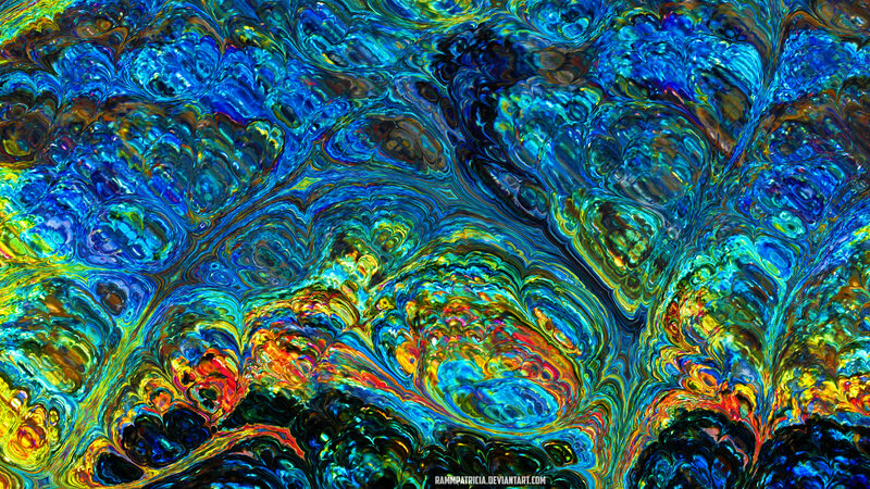 Colorful Abstract Pattern — Blue, Vibrant, Swirls, Bubbles, Colors