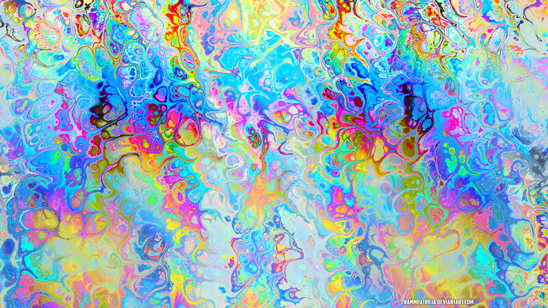 Colorful Abstract Pattern — Blue, Vibrant, Swirls, Bubbles, Liquid