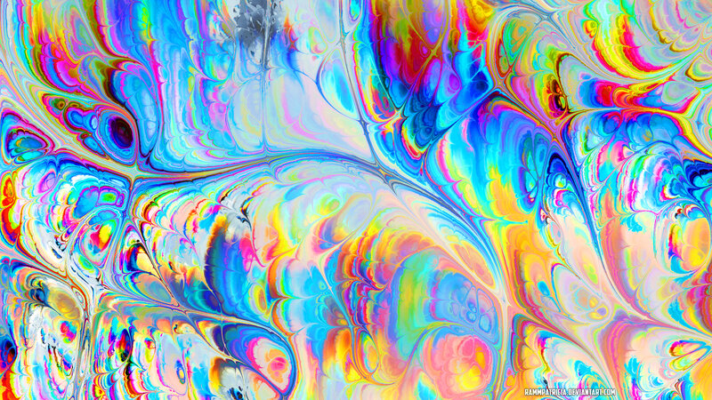 Colorful Abstract Pattern — Blue, Vibrant, Swirls, Fluid Art