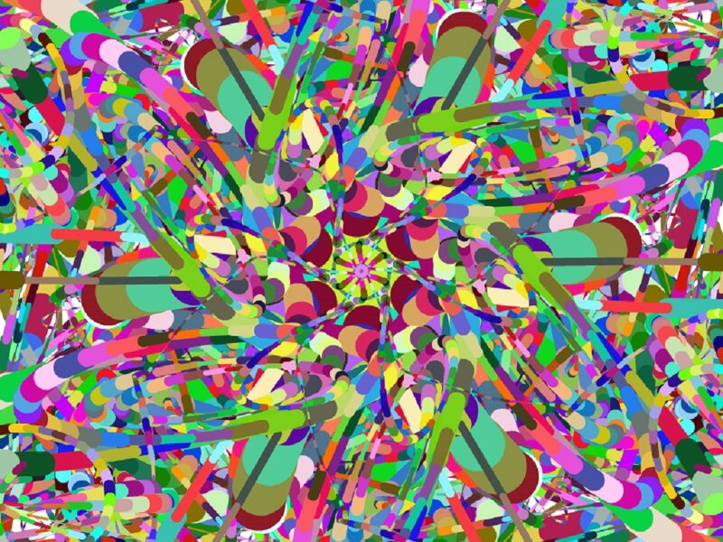 Colorful Abstract Pattern — Green, Chaotic, Lines, Circles