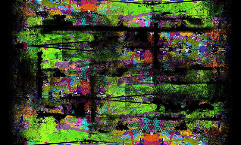Colorful Abstract Pattern — Green, Chaotic, Splatters