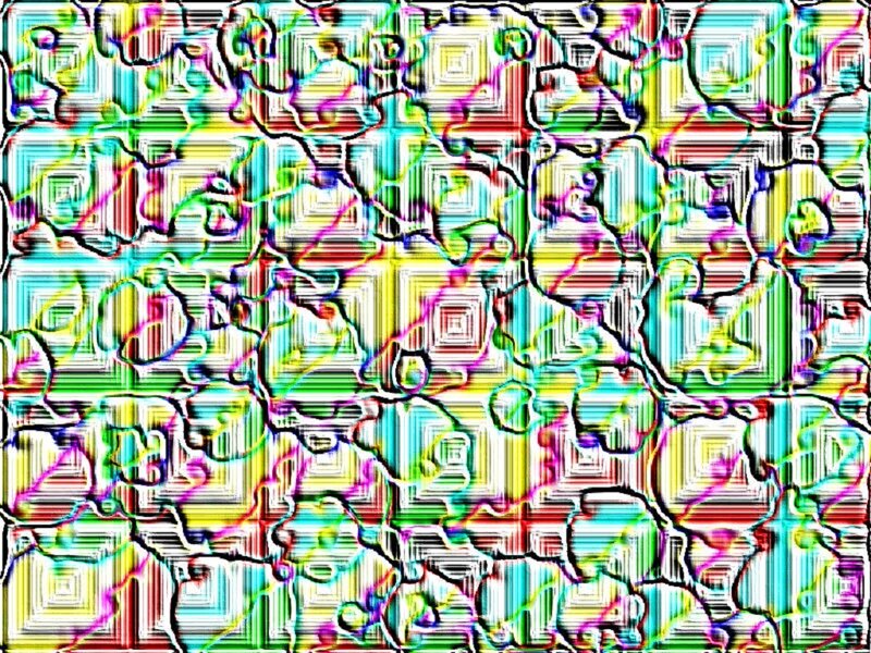 Colorful Abstract Pattern — Green, Chaotic, Squares