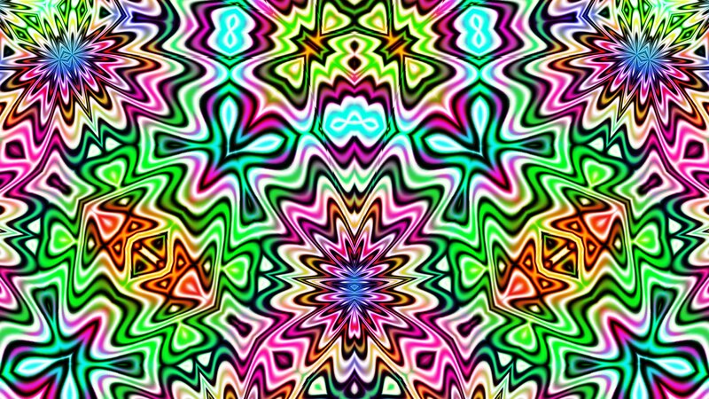 Colorful Abstract Pattern — Green, Hypnotic, Stars, Waves