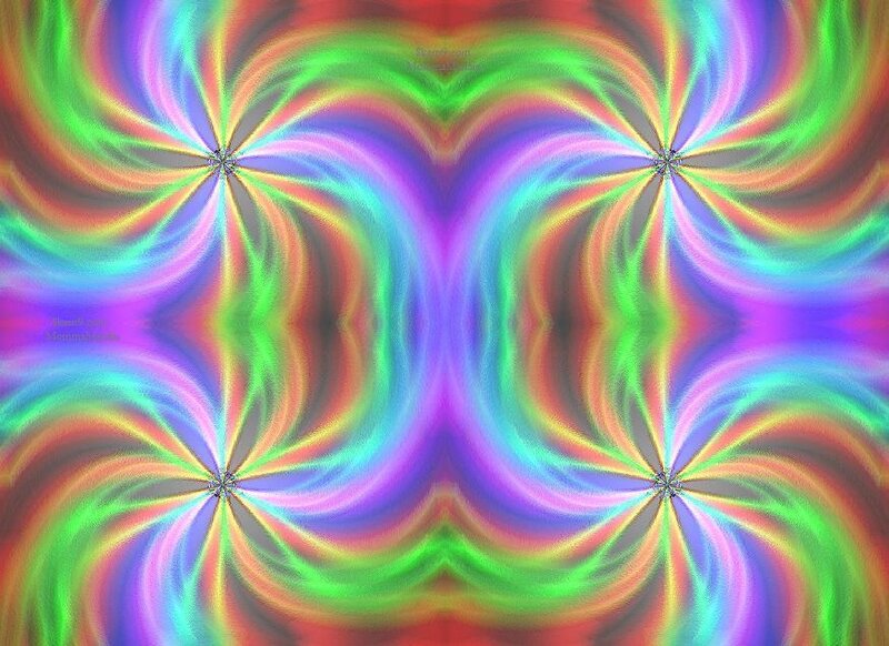 Colorful Abstract Pattern — Green, Hypnotic, Swirls, Stars