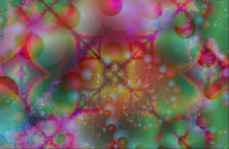 Colorful Abstract Pattern — Green, Vibrant, Circles, Squares
