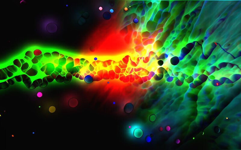 Colorful Abstract Pattern — Green, Vibrant, Digital Art, Bubbles