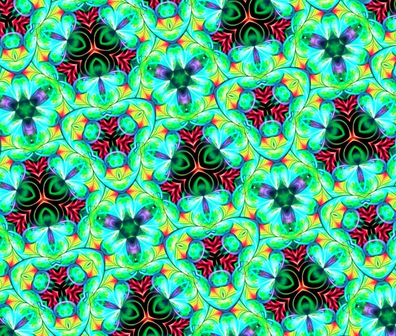 Colorful Abstract Pattern — Green, Vibrant, Digital Art, Flowers, Circles