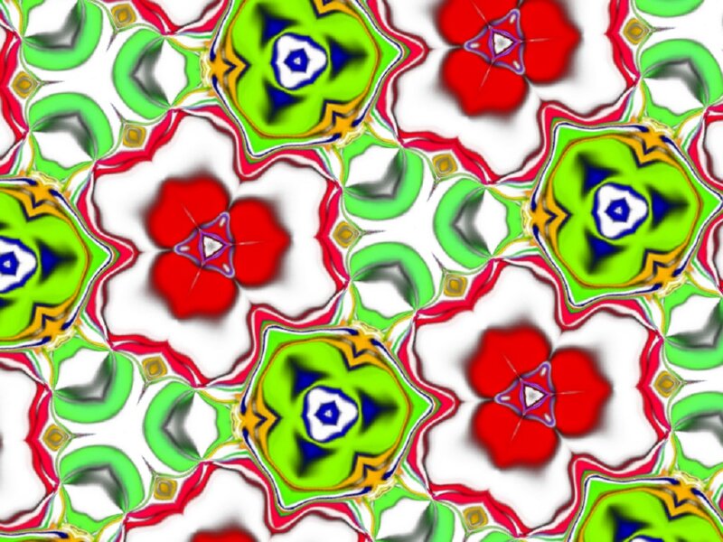 Colorful Abstract Pattern — Green, Vibrant, Flowers, Circles