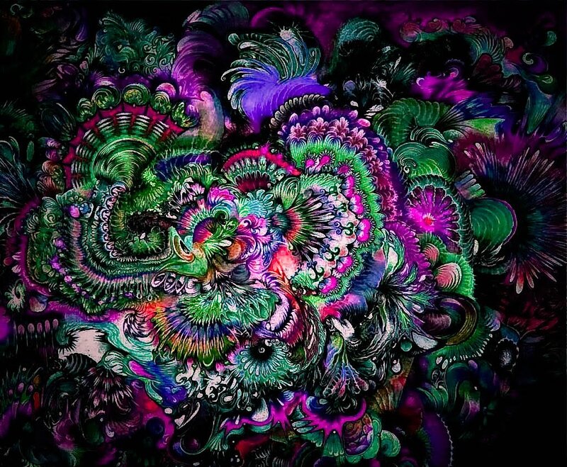 Colorful Abstract Pattern — Green, Vibrant, Flowers