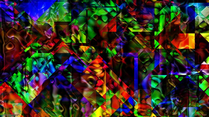 Colorful Abstract Pattern — Green, Vibrant, Geometric Shapes, Light Effects