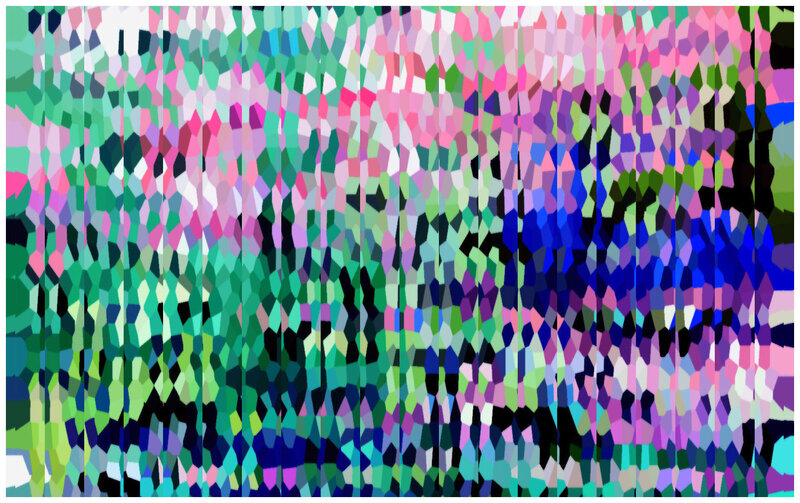 Colorful Abstract Pattern — Green, Vibrant, Geometric Shapes, Vertical Stripes