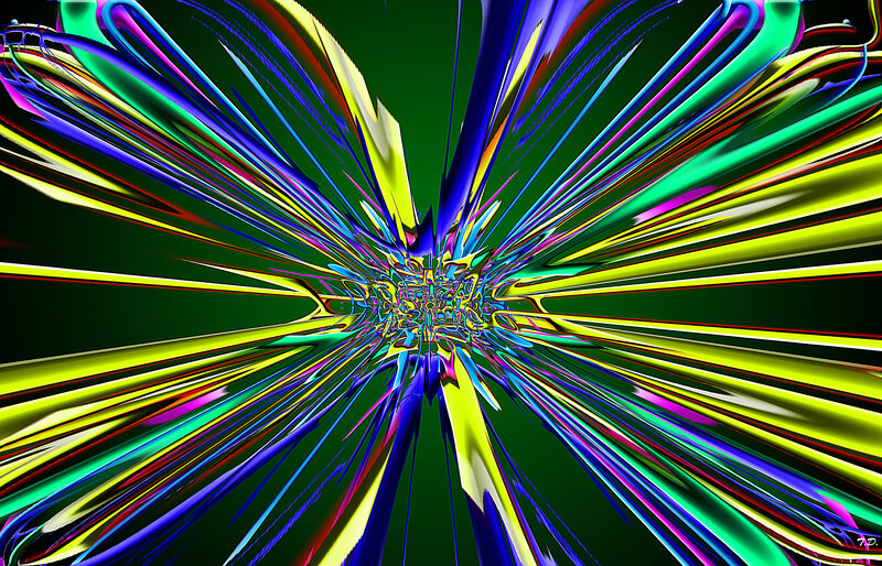 Colorful Abstract Pattern — Green, Vibrant, Lines, Rays