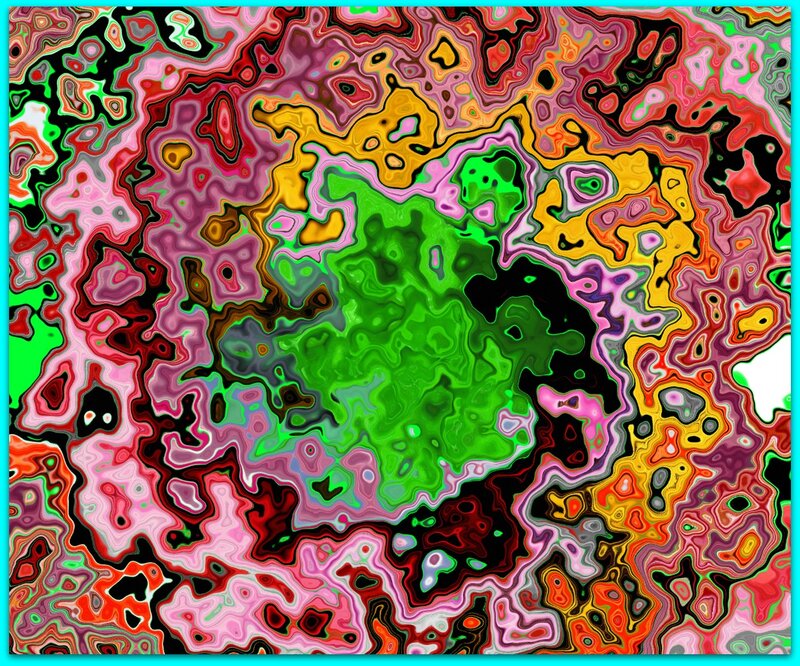 Colorful Abstract Pattern — Green, Vibrant, Swirls, Shapes