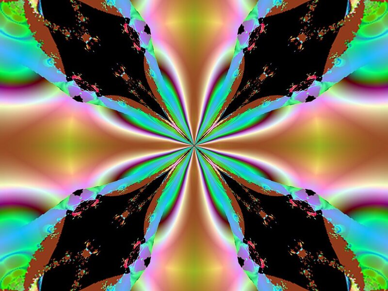 Colorful Abstract Pattern — Green, Vibrant, Symmetry, Light Rays