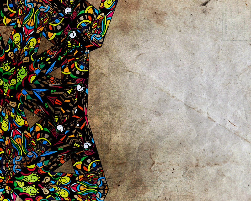 colorful abstract pattern on aged paper