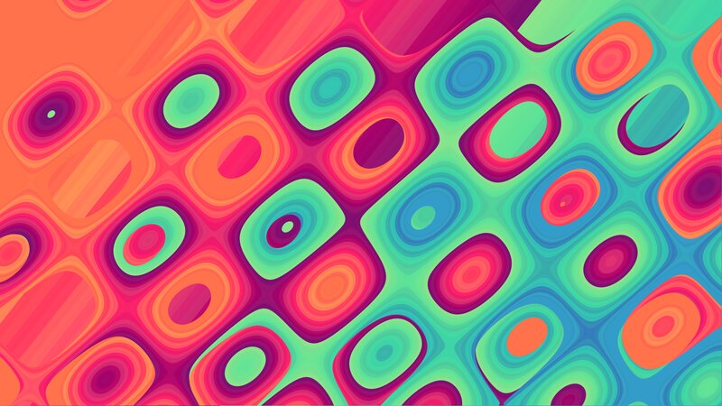 Colorful Abstract Pattern — Pink, Vibrant, Circles, Squares, Waves