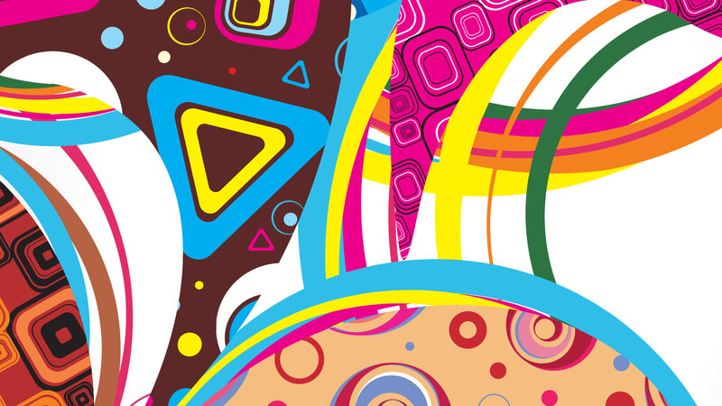 Colorful Abstract Pattern — Pink, Vibrant, Circles, Triangles