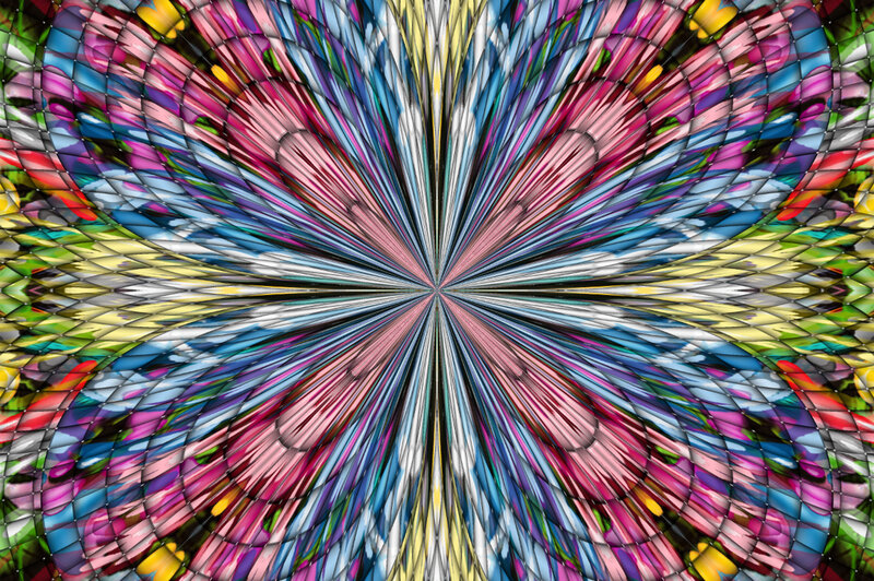 Colorful Abstract Pattern — Pink, Vibrant, Digital Art, Symmetry
