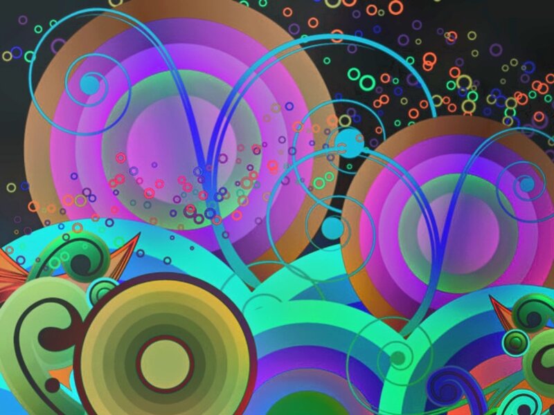 Colorful Abstract Pattern — Purple, Vibrant, Circles, Spirals