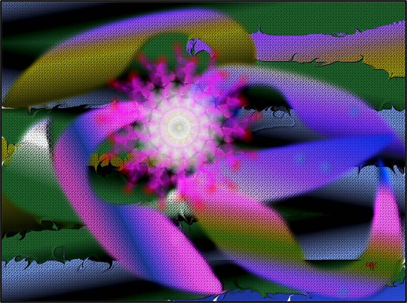Colorful Abstract Pattern — Purple, Vibrant, Digital Art, Flower