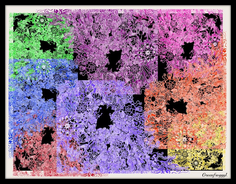 Colorful Abstract Pattern — Purple, Vibrant, Digital Art, Flowers