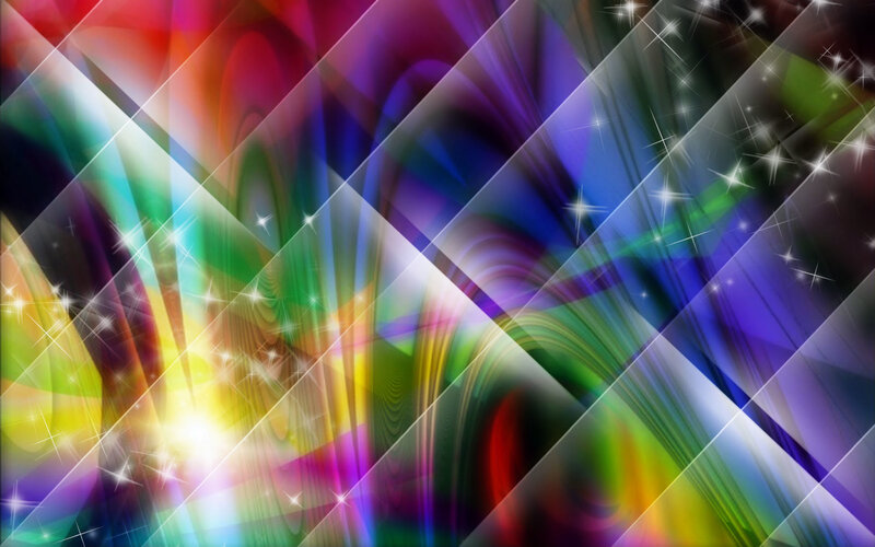 Colorful Abstract Pattern — Purple, Vibrant, Stars, Light Beams